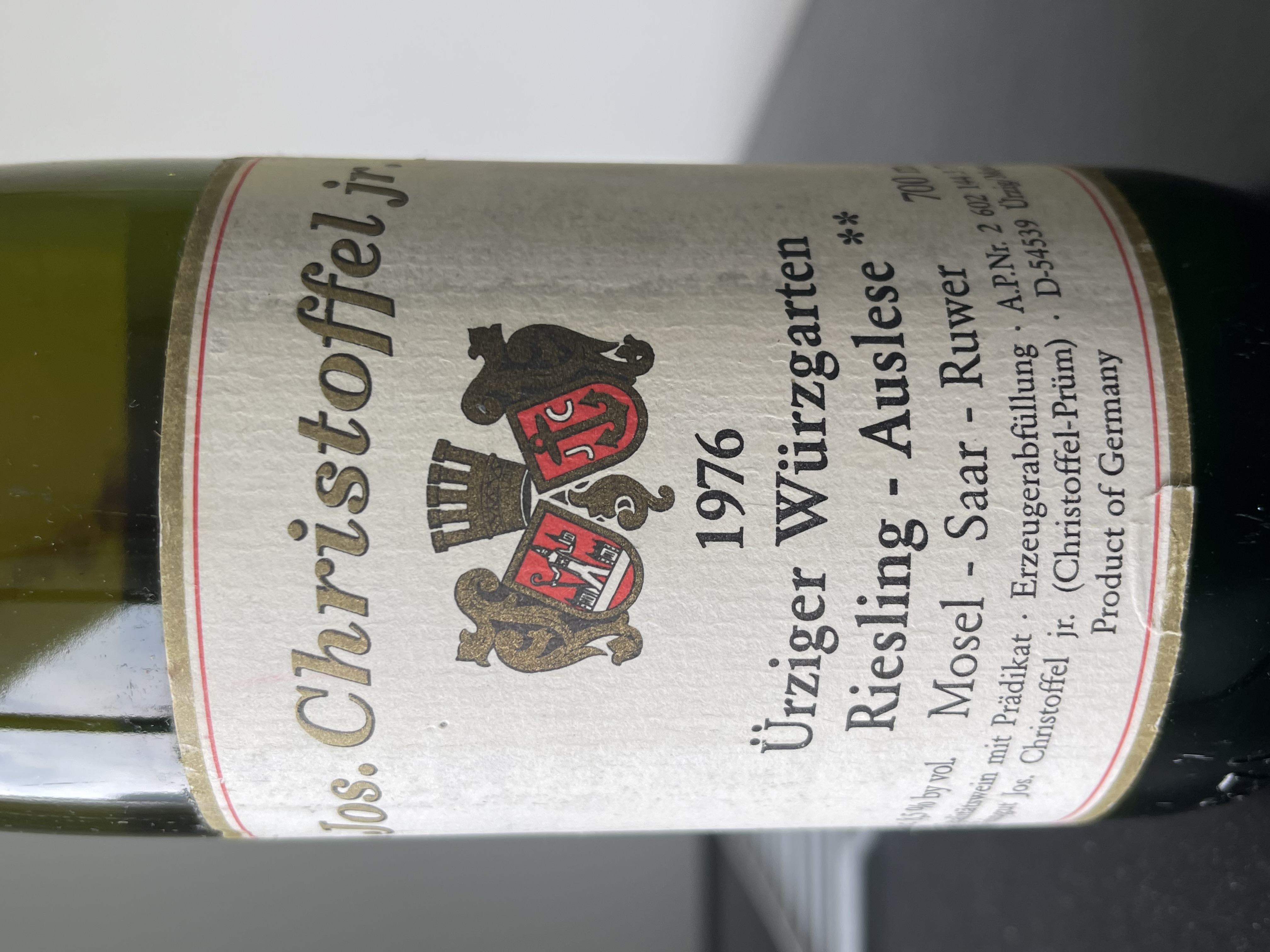 (image for) Jos Christoffel jr Urziger Wurzgarten Auslese ** (2 star) 1976 - WAS: $240++